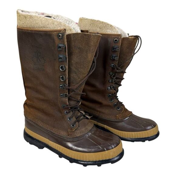 SOREL Mavericks WINTER BOOTS Mens 8 Felt Lined LEATHER & RUBBER Snow CANADA - Picture 1 of 15